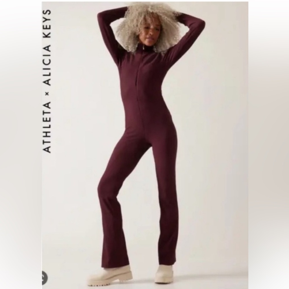 Athleta Alicia Keys Large Deep Burgundy Jumpsuit